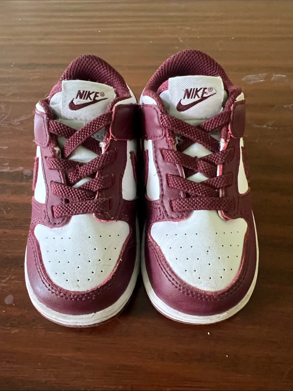 Nike Kids Maroon and White Low-Top Sneakers